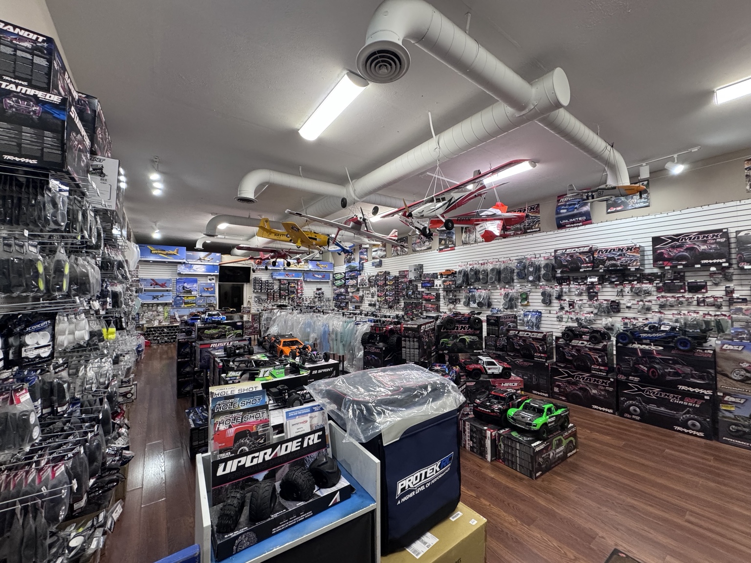 Inside the stocked Indy RC hobby shop
